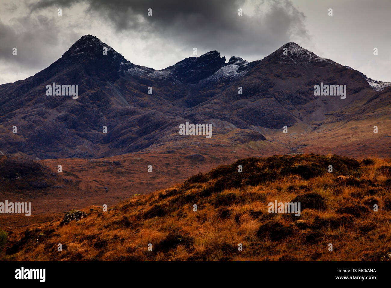 The Black Cuillin Mountain Range Taken From Sligachan, Isle Of Skye, Scotland Stock Photo
