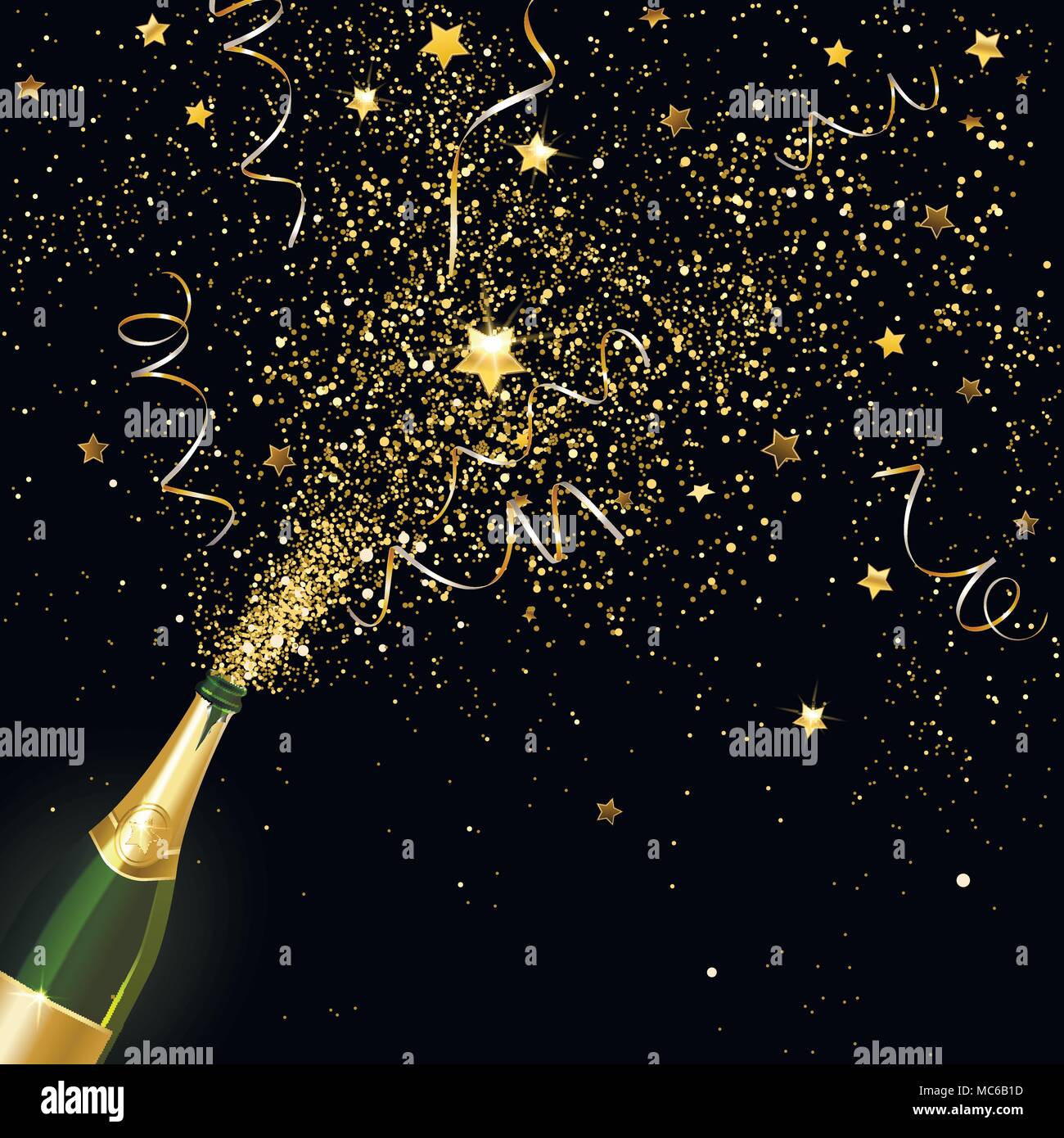 congratulatory champagne with gold confetti on a black background Stock  Vector Image & Art - Alamy