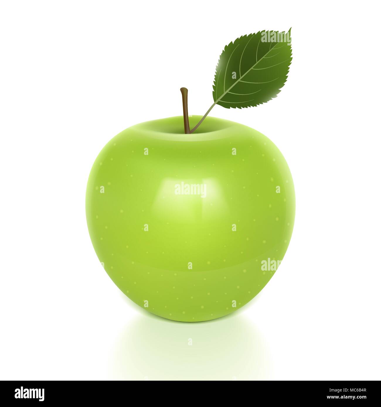 green apple with leaf on a white background Stock Vector