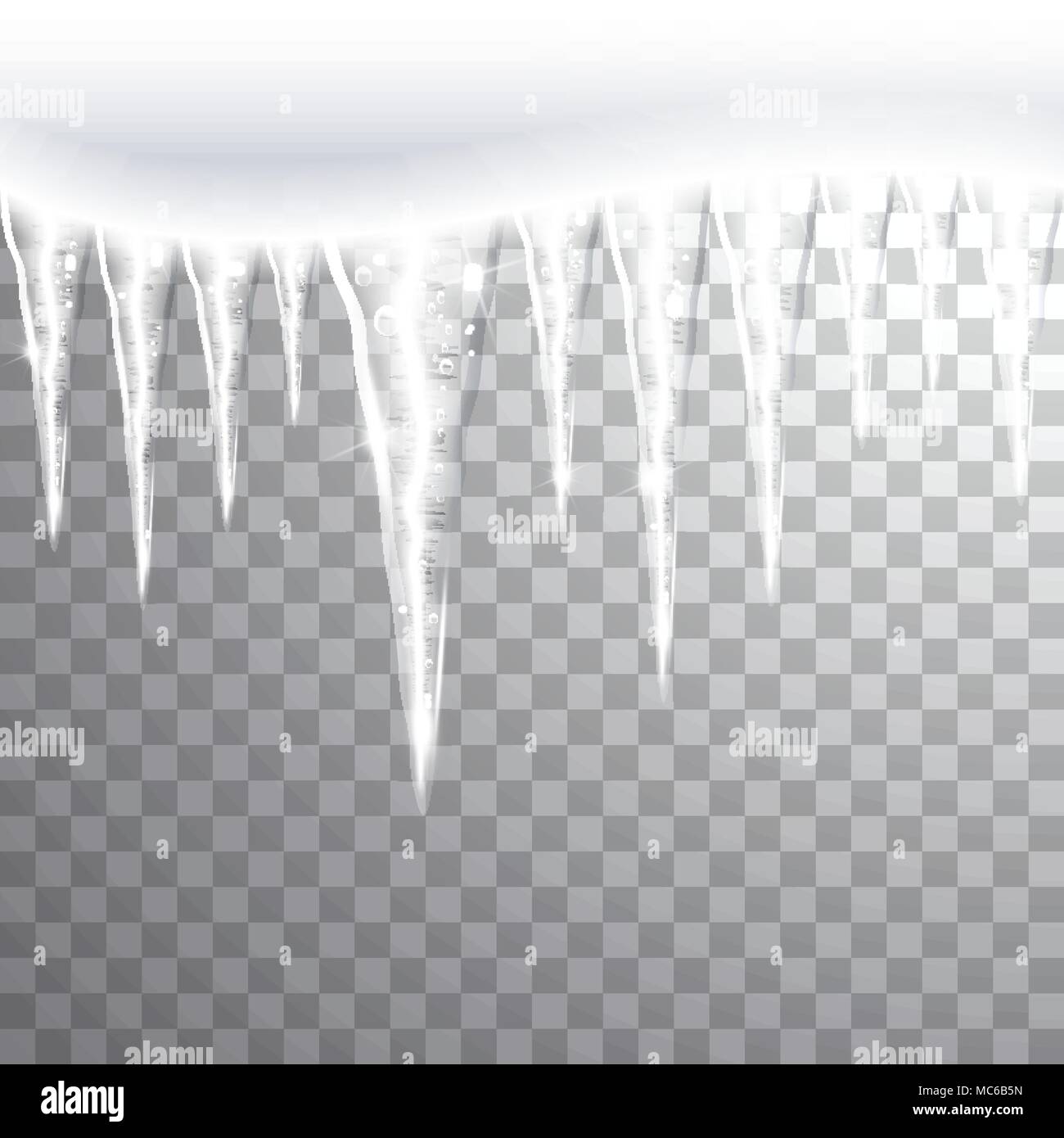 glittering icicles on a transparent background Stock Vector