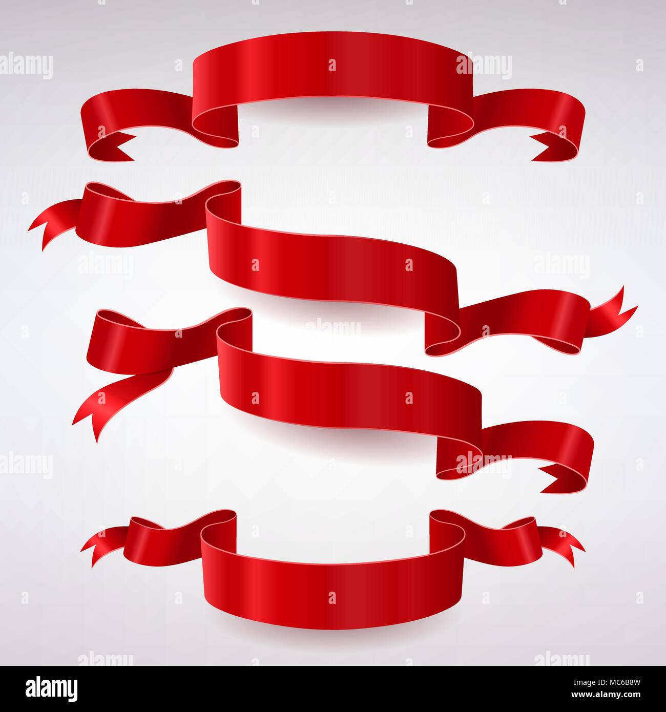 set of red satin ribbons on a light background Stock Vector Image & Art