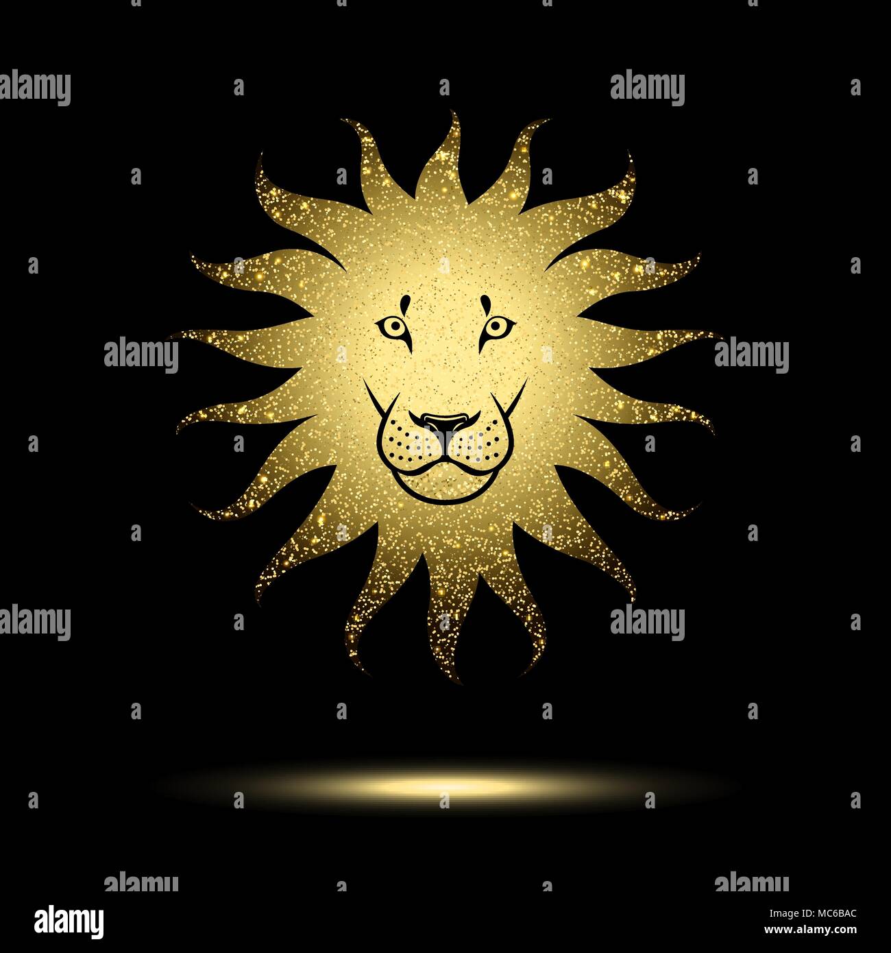 stylized lion head on a black background Stock Vector