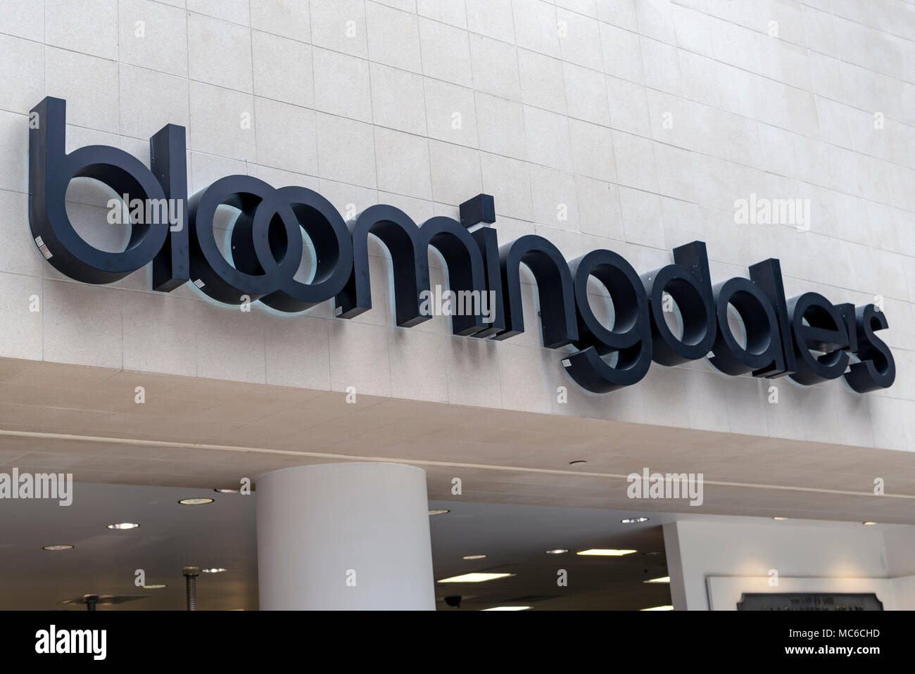 Bloomingdales sign above store front in shopping mall, Sherman Oaks