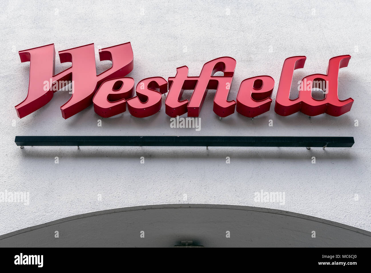 Westfield sign above shopping mall entrance, Sherman Oaks, Los Angeles Stock Photo Alamy