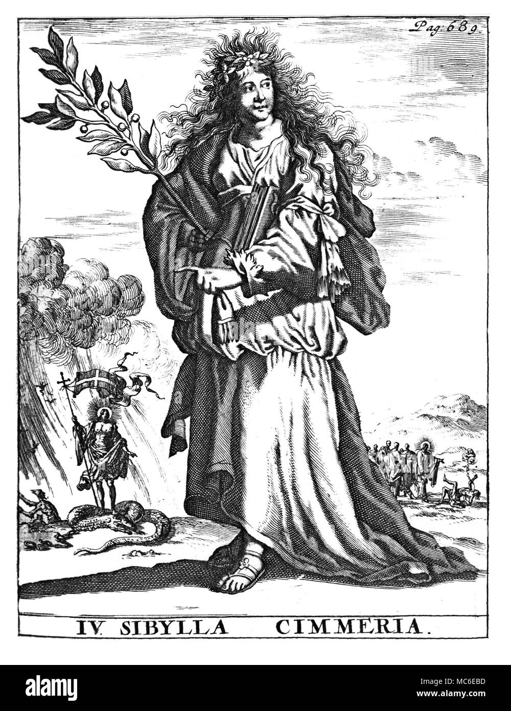 PROPHECY - SIBYLS The Cimmerian Sibyl, from Het Groot Natuur- en Zedekundigh Werelttoneel of Woordenboek, 1743. Stock Photo