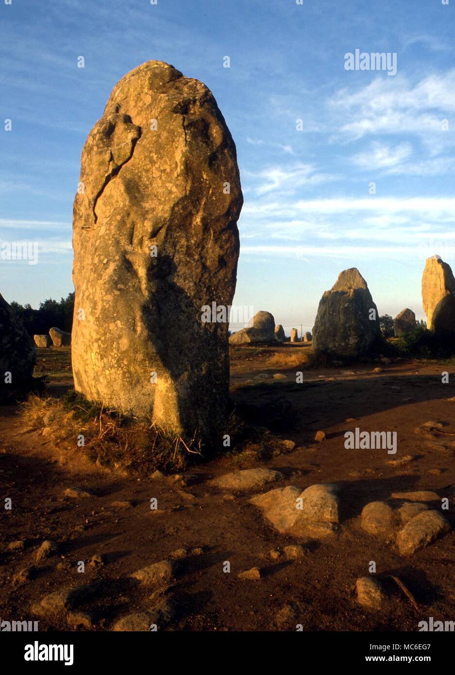 Stones - alignments at Kemario, in Carnac, Brittany, dated to circa 2,400 BC Stock Photo