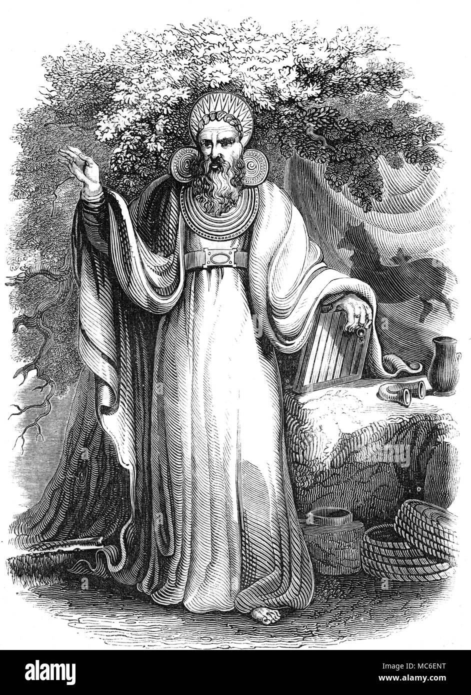 DRUIDS Druid arch-priest - engraving from The Museum of Animated-Nature, 1873. Stock Photo