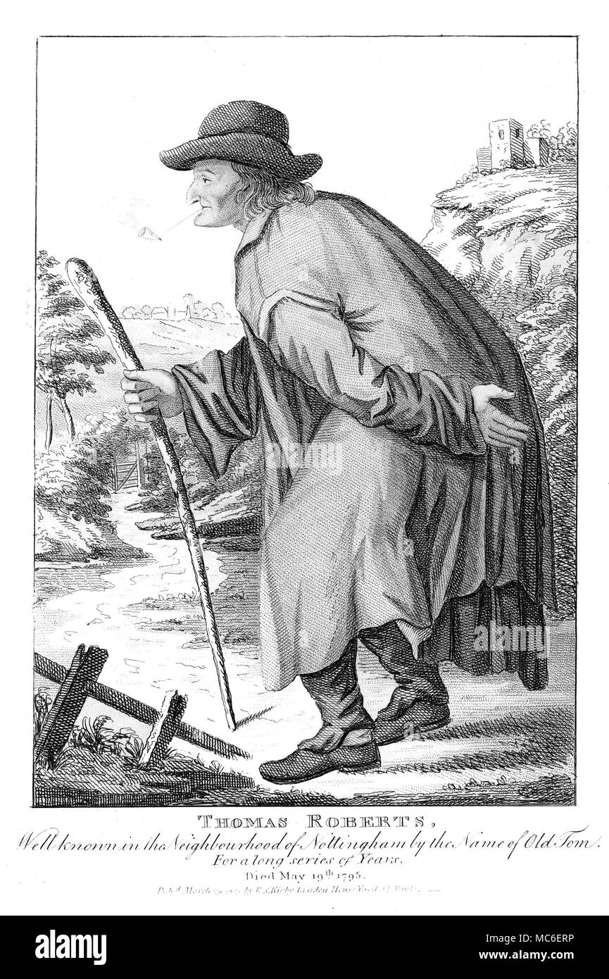 STRANGE PHENOMENA - THOMAS ROBERTS - LONGEVITY The aged Thomas Roberts, who died in Nottingham in May 1795. Engraving of 1805, used in Kirby's Wonderful and Eccentric Museum; or, Magazine of Remarkable Characters, 1820. Stock Photo