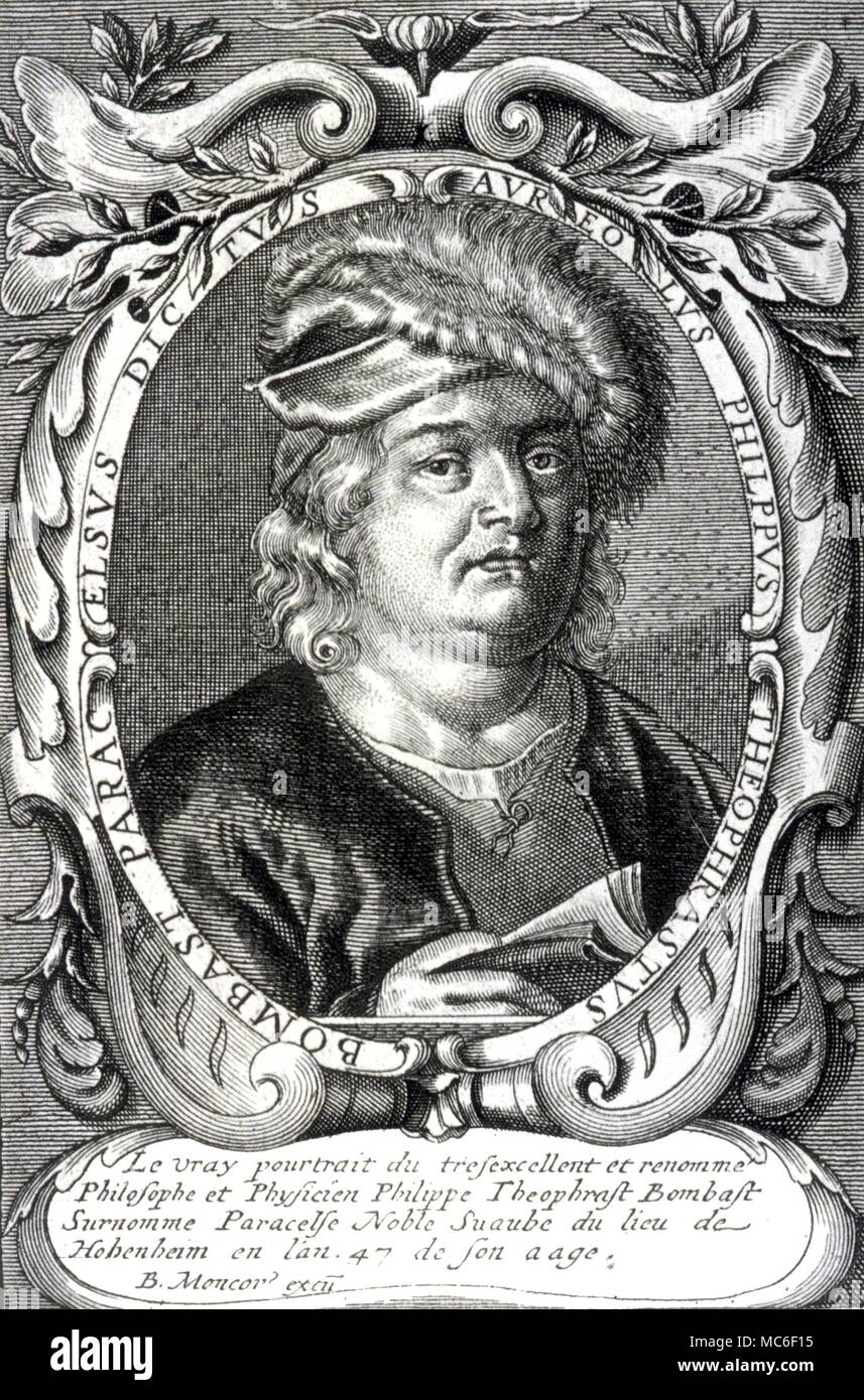 Occultist Portrait (woodcut) of the occultist Paracelsus, at the age of 47 Stock Photo