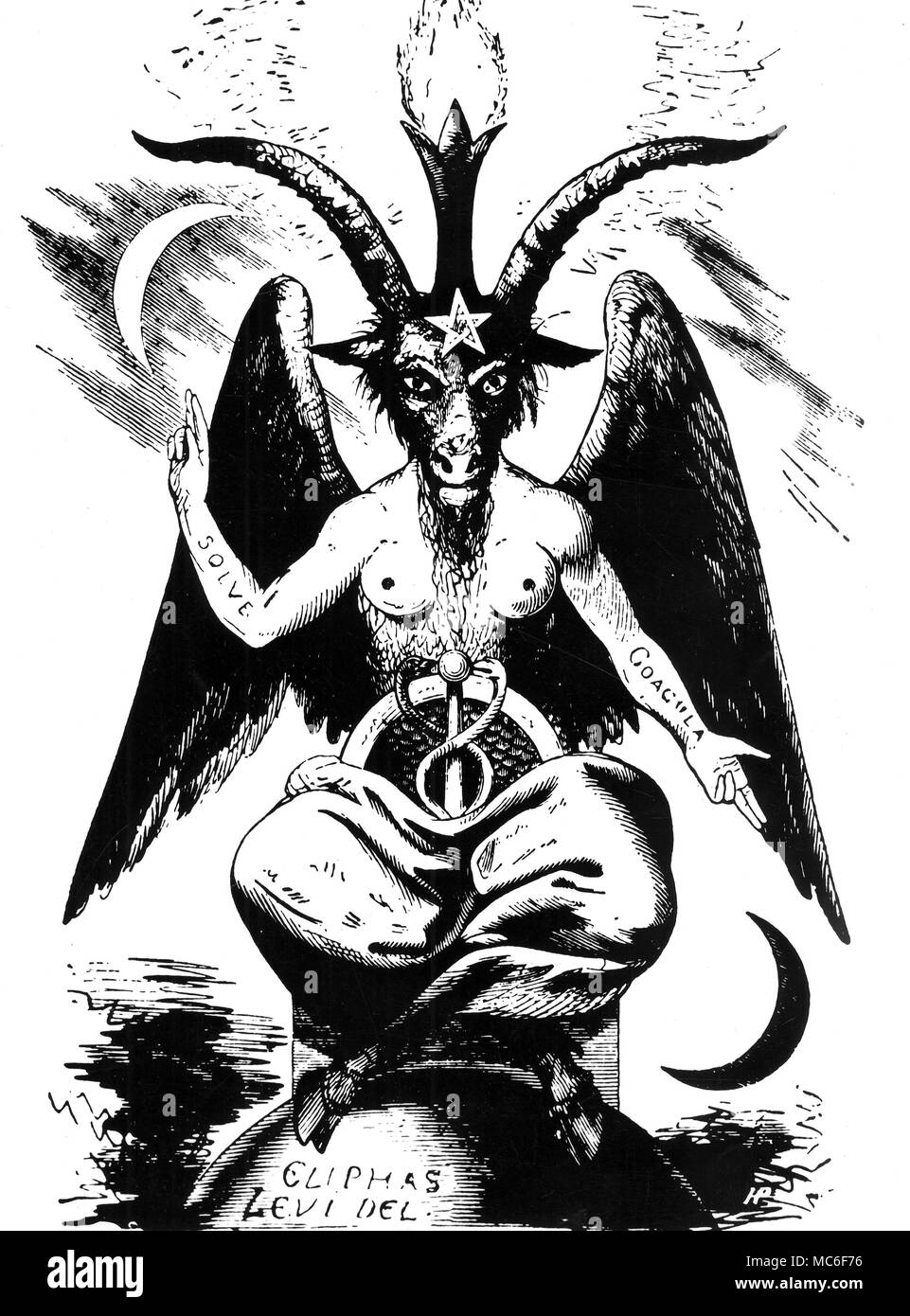 Popular image of the Devil in the form of a goat - 19th century (after Eliphas Levi) Stock Photo