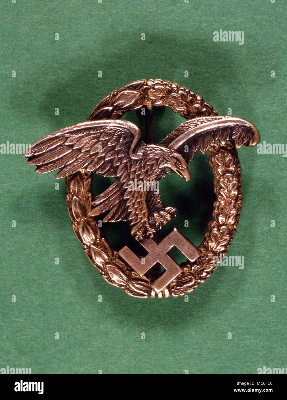 SWASTIKA in the talons of an eagle - Nazi service medal - Observer's Badge Stock Photo