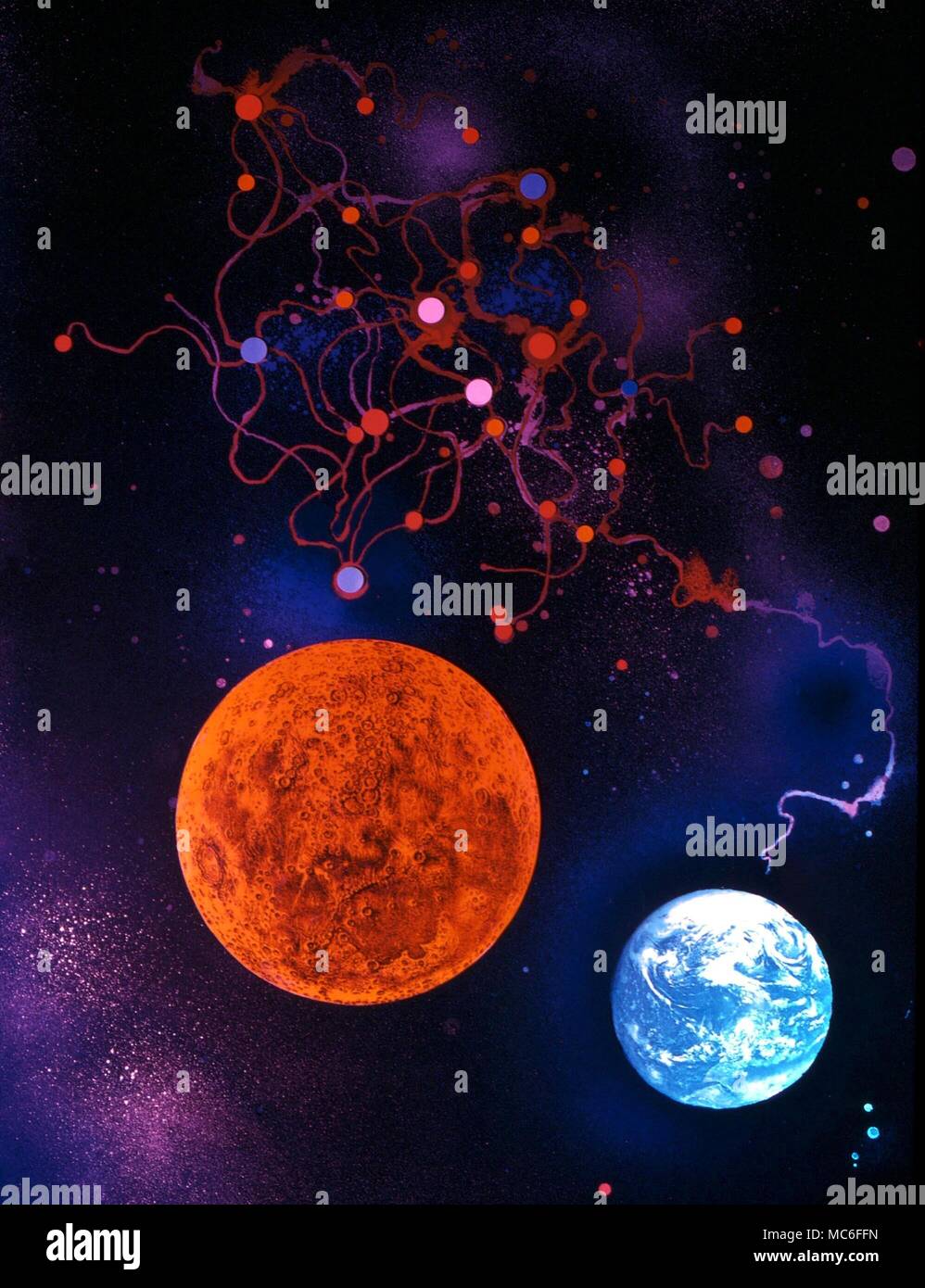 planets - earth 'Creation image' of Earth, with the boehmian 'schrack'. Glass -painted artwork by James Thornhill Stock Photo