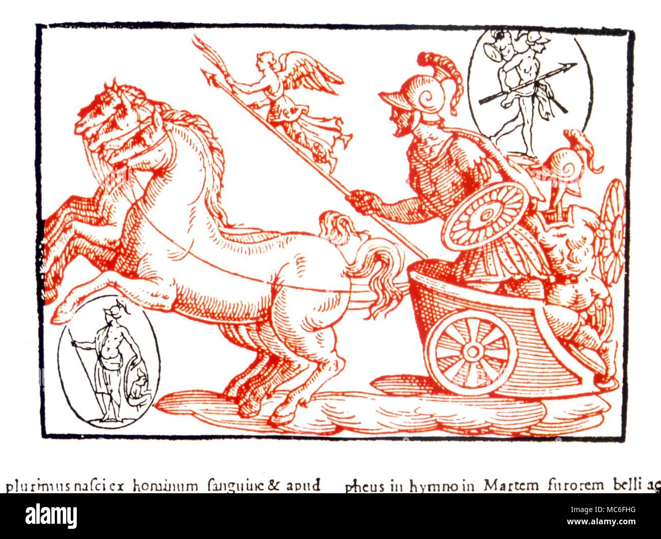 PLANETS - MARS Mars in his war chariot. After an illustration in Natalis Comitis, 'Mythologiae, sive explicationis Fabularum', book Ten, 1616 Stock Photo