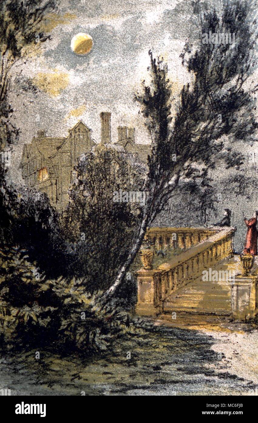 Eclipse of the Moon. Colour wood engraving in Agnes Giberne's Sun, Moon and Stars, 1881 Stock Photo