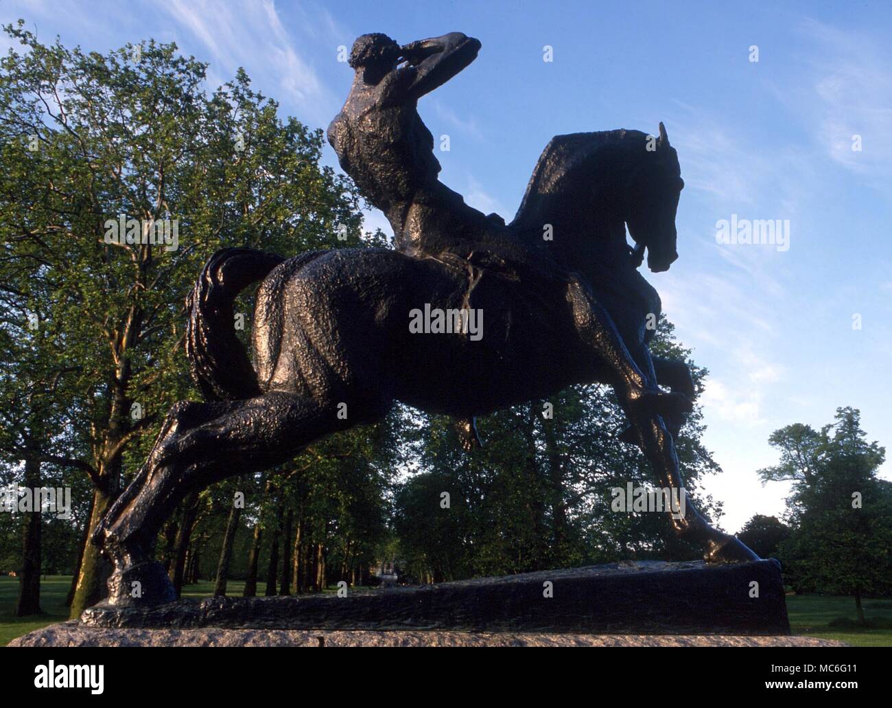 ANIMALS - HORSE Horseman statue - 'vitality' by G F Watts, in Kensington Gardens Stock Photo