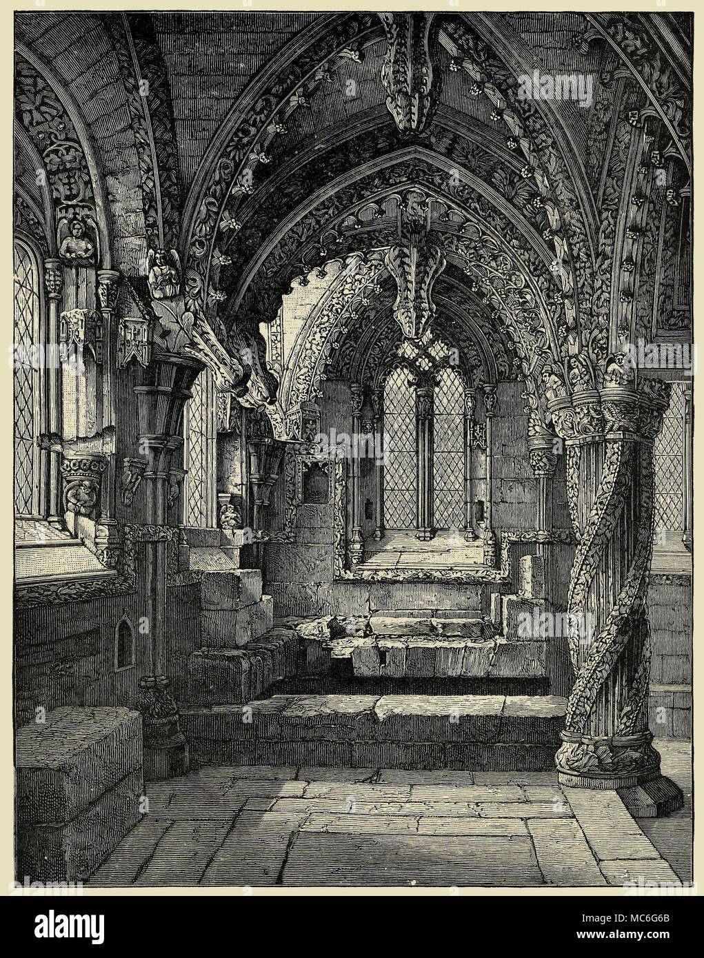 BRITISH MYTHS - ROSSLYN, SCOTLAND The south-east corner of the Lady Chapel, Rosslyn. From John Richard Green, A Short History of the English People, 1902 edn. Stock Photo