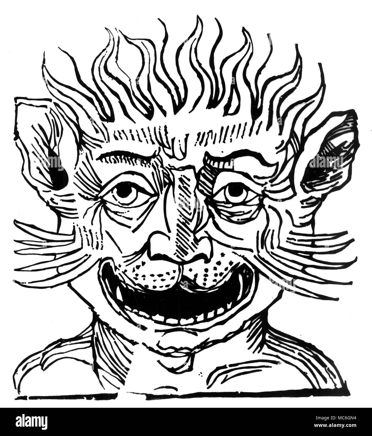 Demons, Head of Devil from Mandeville's Travels. Stock Photo
