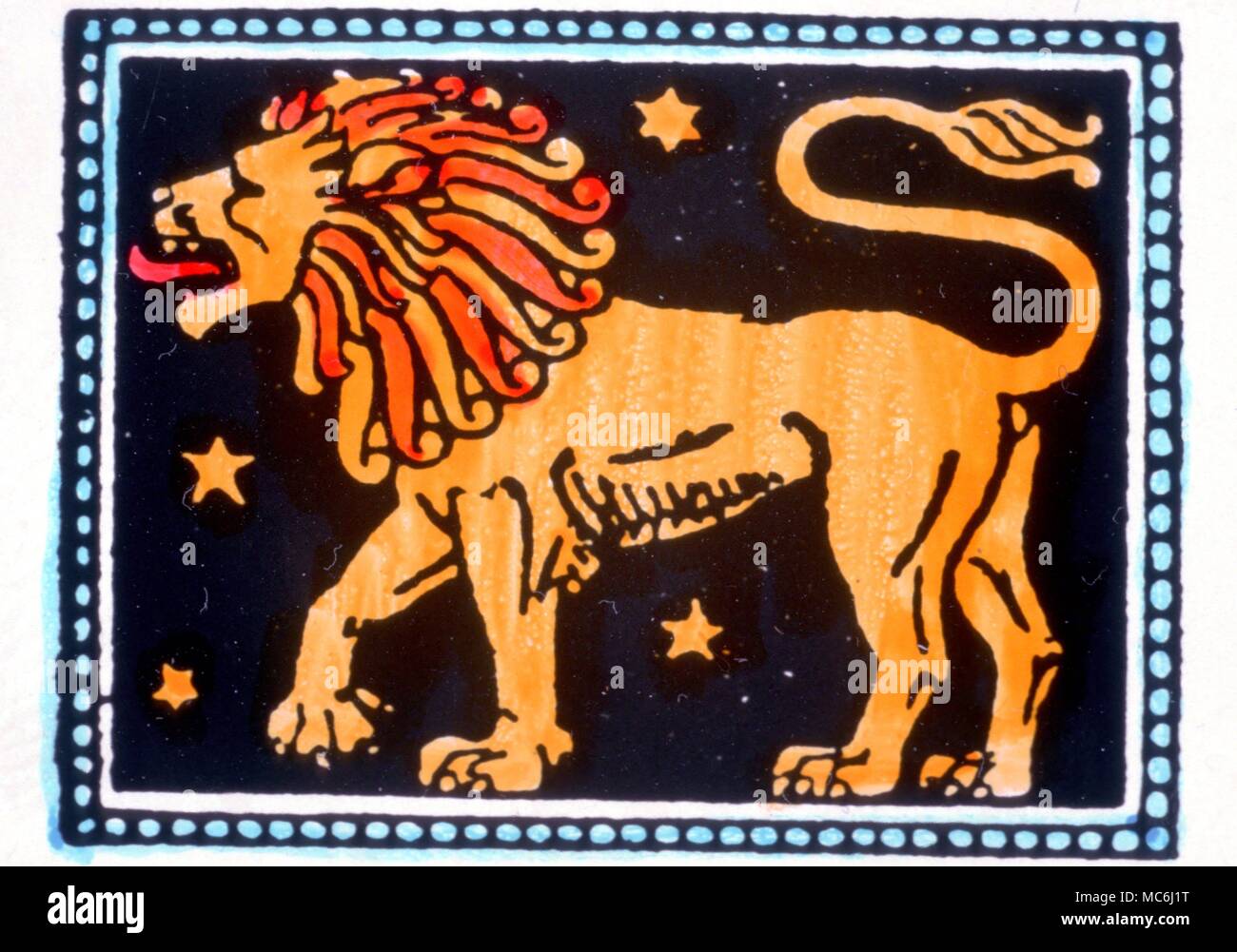 Zodiac Signs Leo Leo the Lion from a late 19th century textbook on astrology Stock Photo