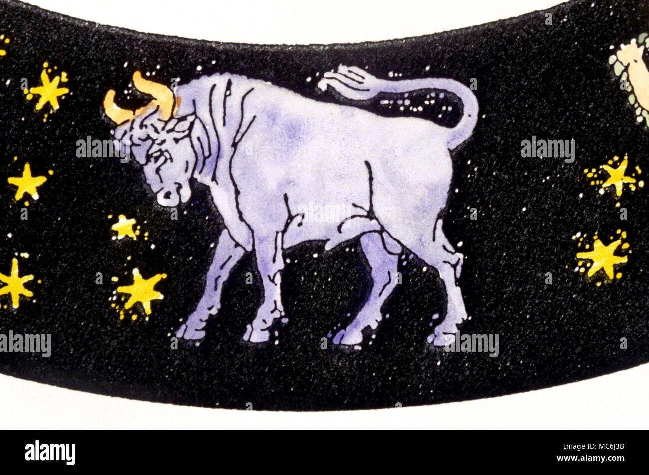 Myths Zodiacal Taurus Image of Taurus the Bull from a late 19th century textbook Stock Photo
