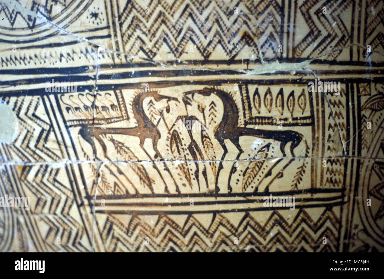 Horses Greek Geometric Style Horses On A Grecian Vase In Mykonos