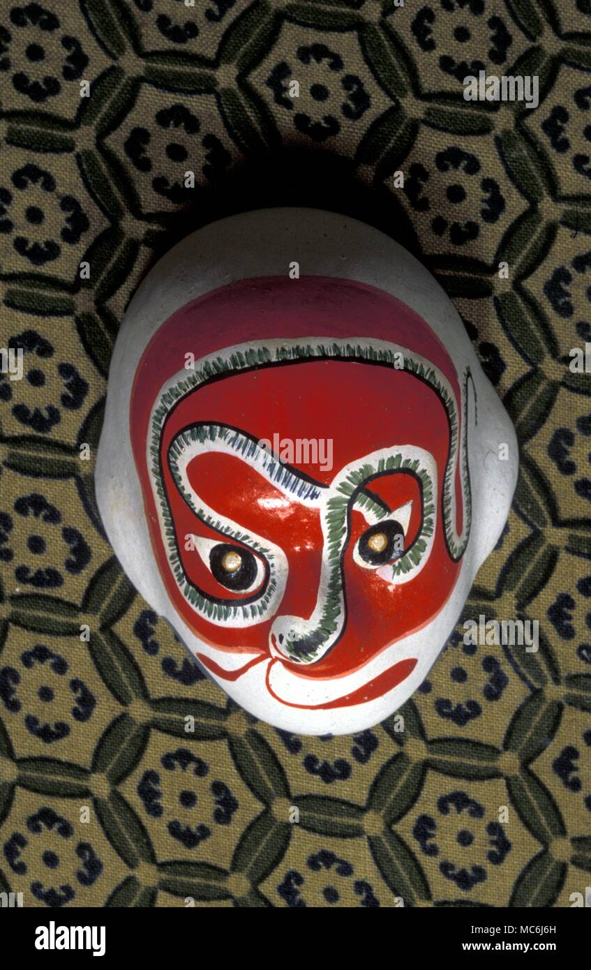 Chinese Astrology Mask personifying the zodiacal or calendrical animal the Snake Each of the twelve animals has a traditional personification image which is painted on ritual masks Mask purchased in Beijing Stock Photo