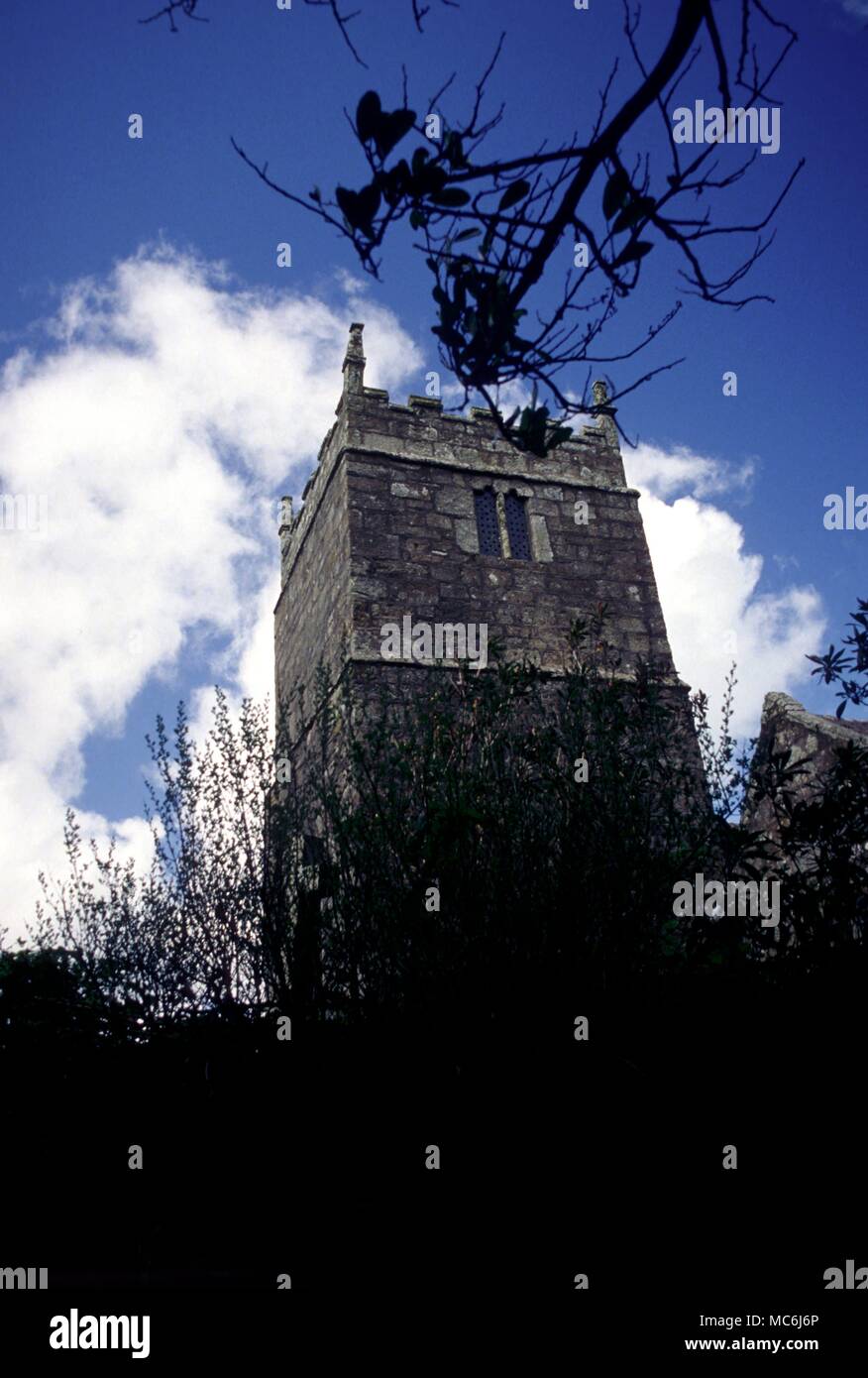 Haunted Places Warleggan The church of St Bartholomew is said to be haunted by the curate Francis Cole (died 1774) while the rectory adjacent to the church is haunted by a variety of ghosts Stock Photo