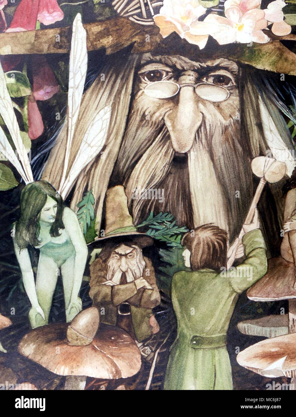 FAIRY STORIES - Fairy-Feller, 1984. Artwork by Gordon Wain. Detail of Fairies Stock Photo