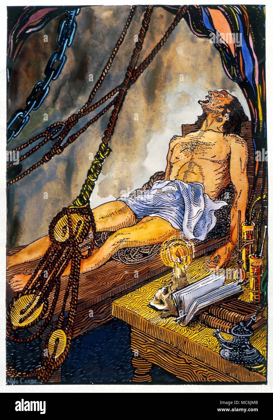 FRANKENSTEIN Frankenstein's monster in the laboratory, with various