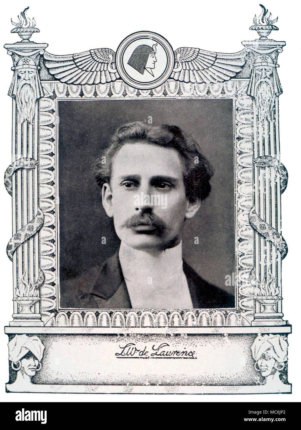 OCCULTISTS - L W DE LAURENCE. Print, after photograph, of the occultist and traveller L W de Laurence. From his 'The Greater Key of Solomon,' 1914 edition Stock Photo