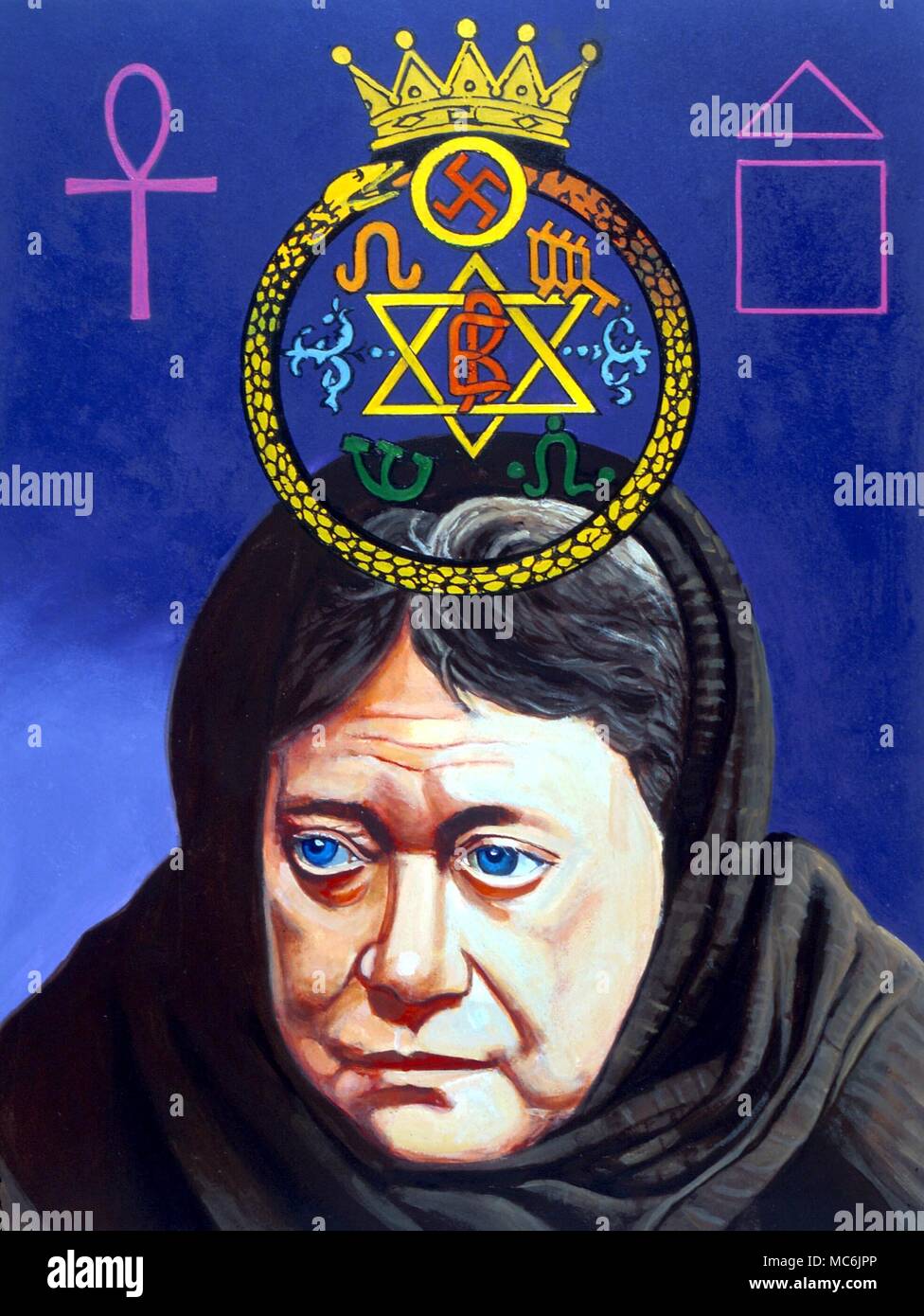 OCCULTISTS - BLAVATSKY. Portrait of Helena Petrovna Blavatsky (1831-1891), the founder of the Theosophical Society, and one of the greatest exponents of occultism of the 19th century. Stock Photo