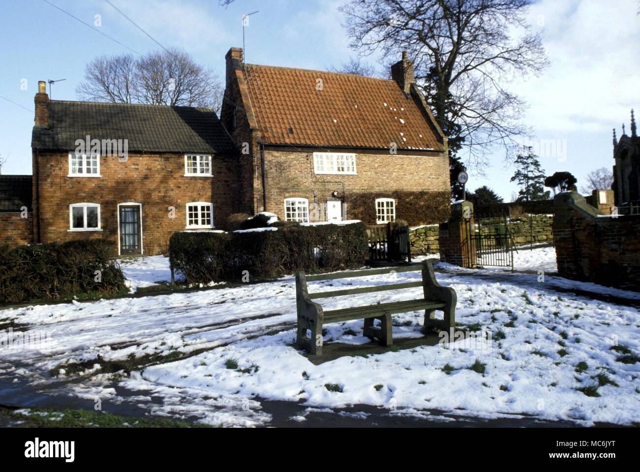 WITCHCRAFT - Houses in Bottesford, one of the English witchcraft villages in the 17th century Stock Photo