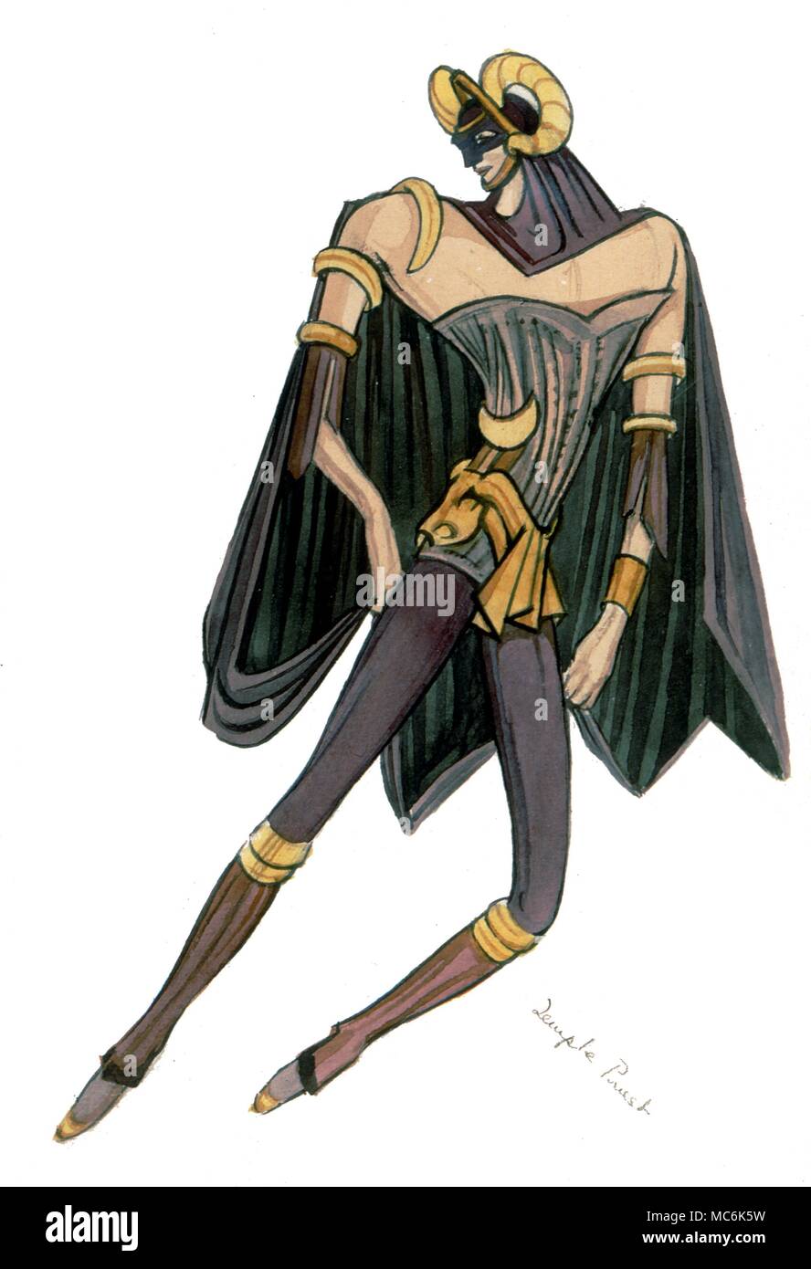 Atlantis. Temple Priest of Atlantis - Illustration from 'Island Sonata'' (written by Marjorie Livingston) by Fay Pomerance 1942 from The Temple of Orion on Atlantis ' Stock Photo