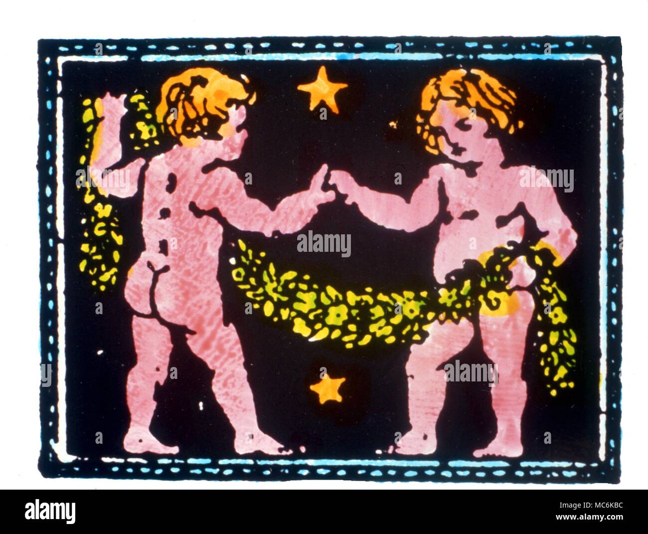 Astrology Zodiacal Signs Gemini From a Dutch book on astrology published in 1917 Stock Photo