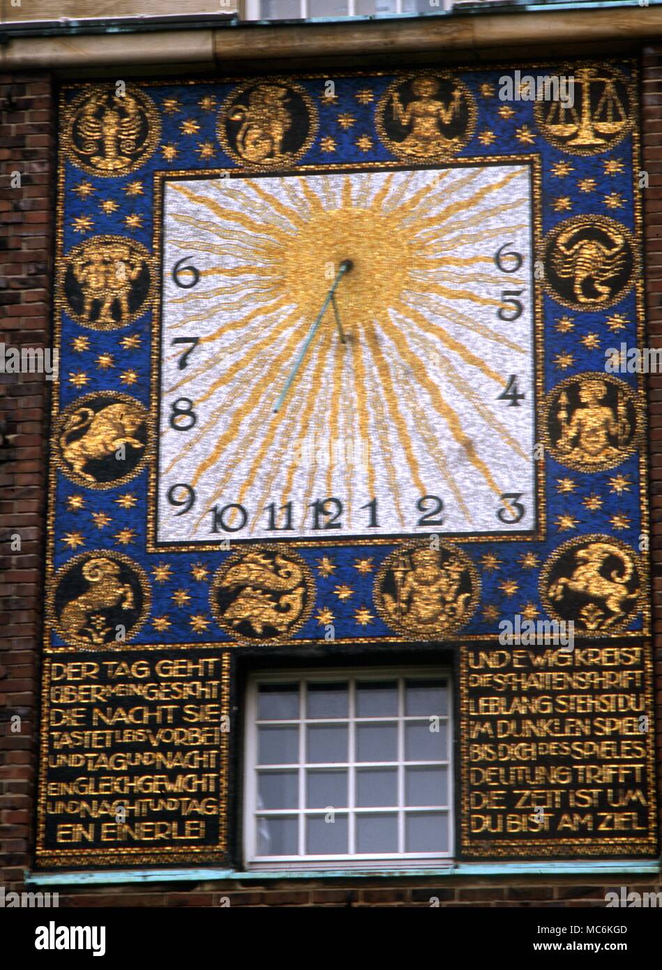 Astrology Zodiacal Signs The Square zodiac of Darmstadt on a tower in the Mathildenhohe Stock Photo
