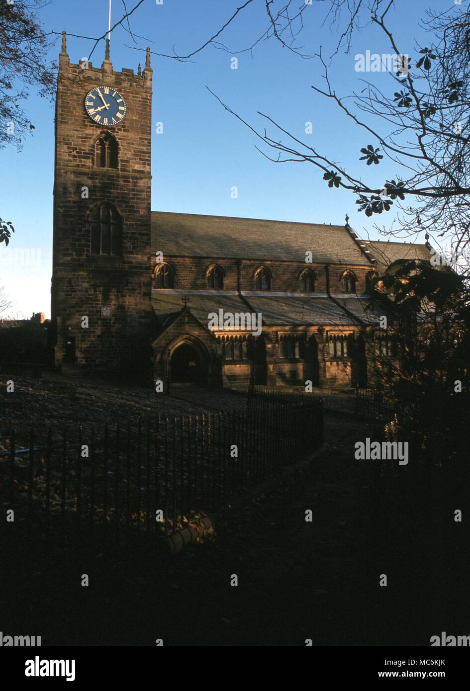 Haunted places. Haworth, West Yorkshire. The parish church, once served by the Reverend Bronte, the father of the novelist sisters Stock Photo