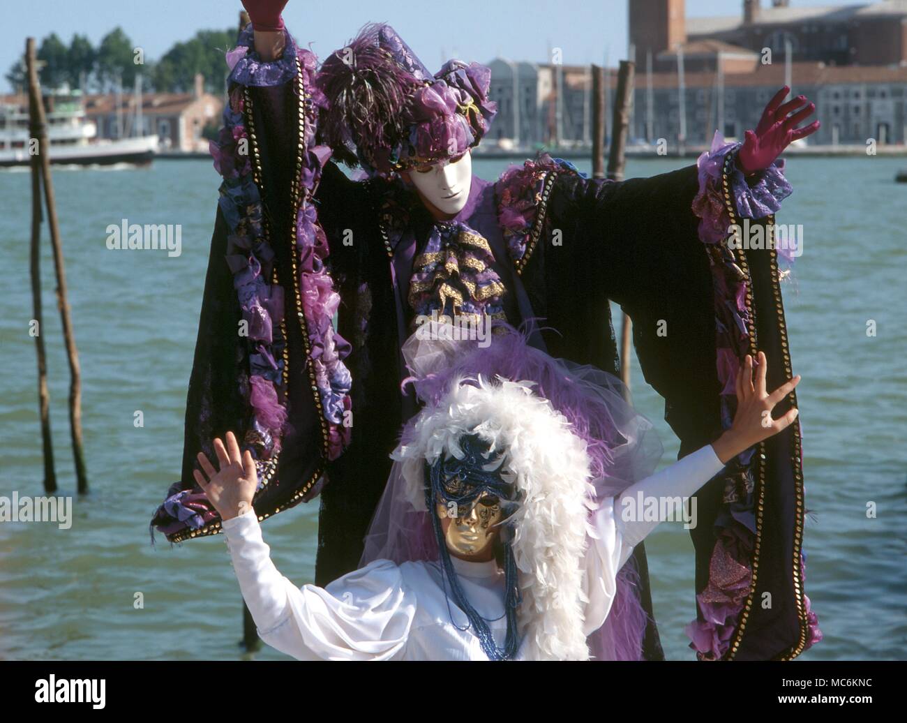 Masks - Venice Carnival. Masks and eighteenth century carnivale costumes in Venice Stock Photo