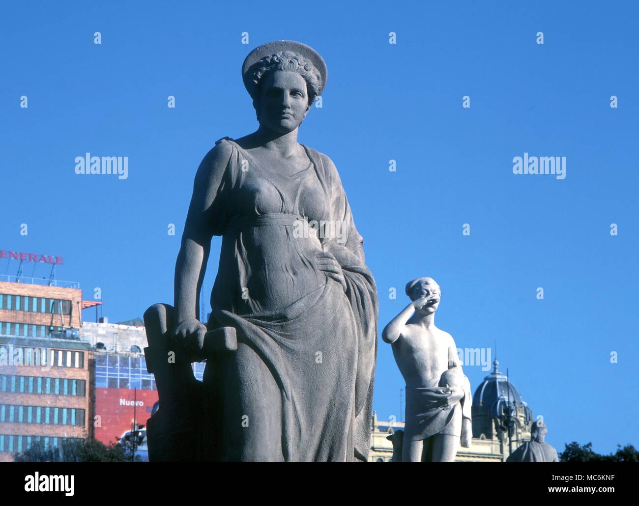 Greek Mythology. A statue of the goddess Hera, in Catalonia Square, Barcelona. Stock Photo
