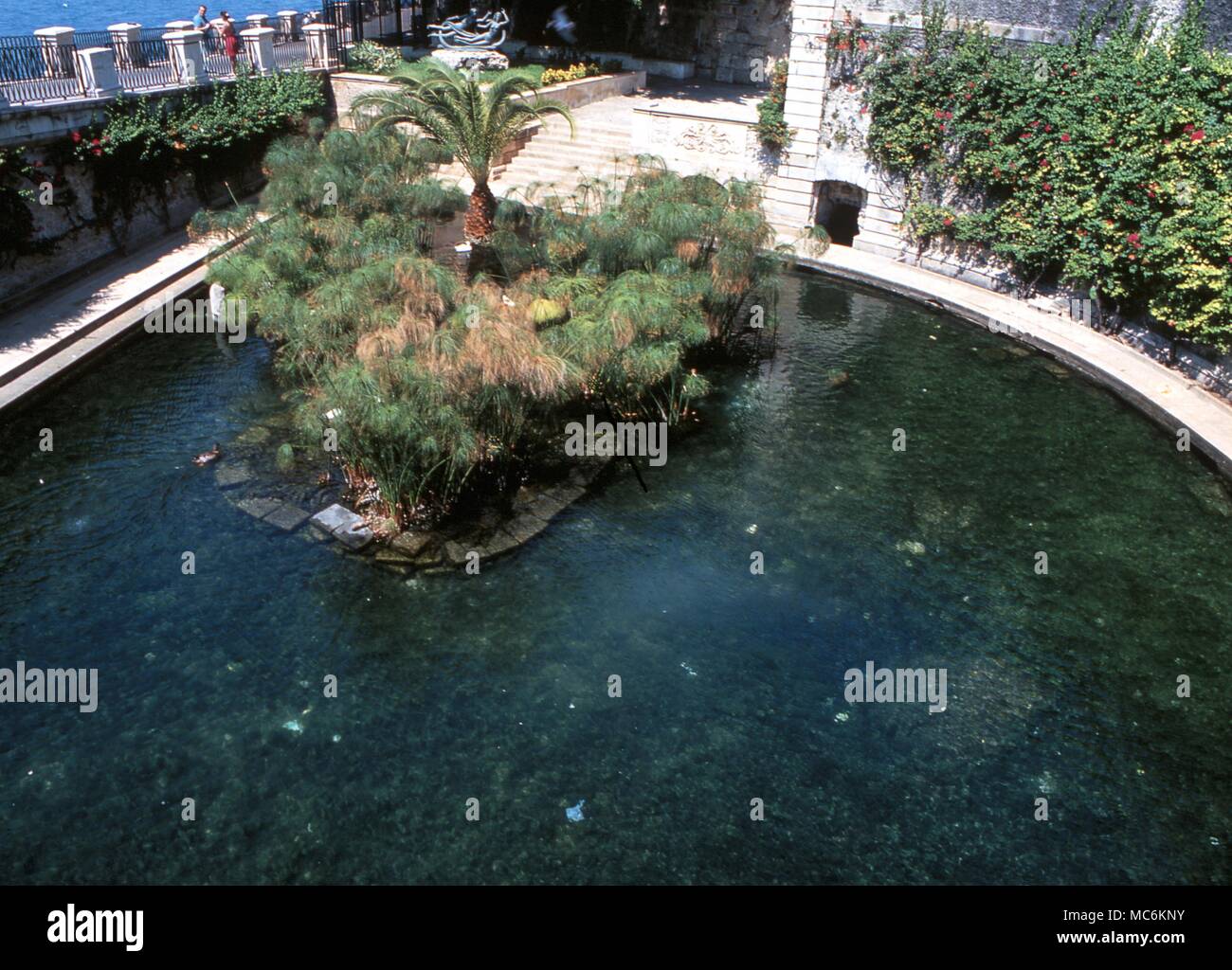 Greek Mythology - Arethusa. The sacred well or spring of Arethusa, mentioned in the songs of Pindar and Virgil. Stock Photo