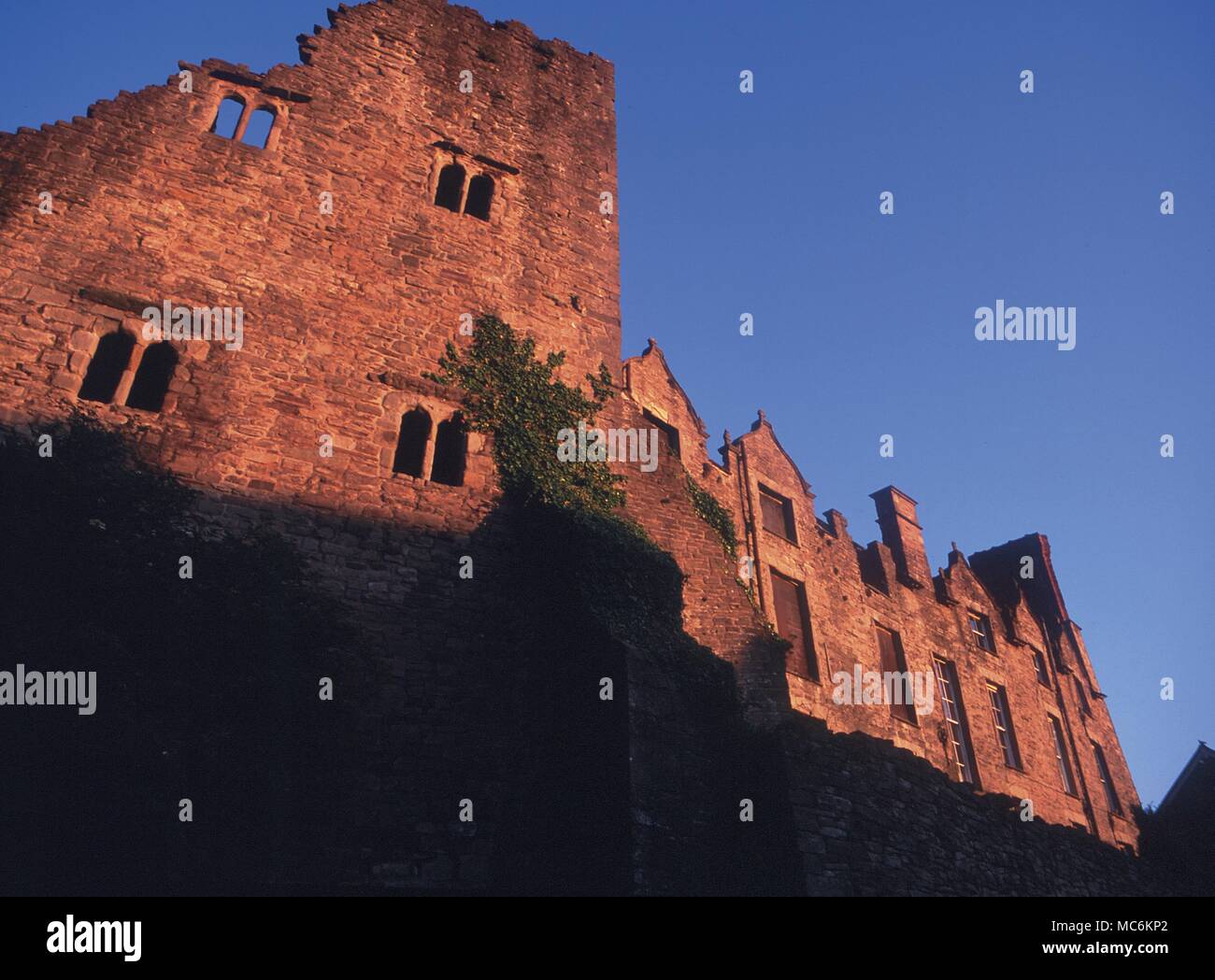 Hauntings - Hay on Wye. The old castle is said to be haunted by an old witch (even said to have been built by her using magical methods). Stock Photo