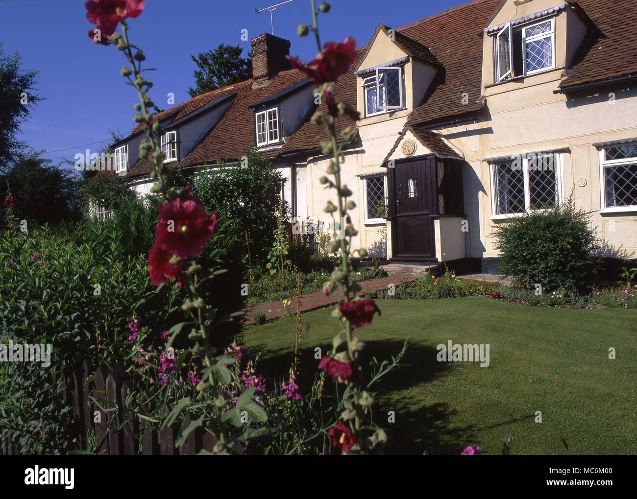 Haunted places. Great Leighs. Essex Old houses in part of the village described as the most haunted in Britain. Haunting began in 1944 when US airmen moved a stone said have marked a witch grave. Stock Photo