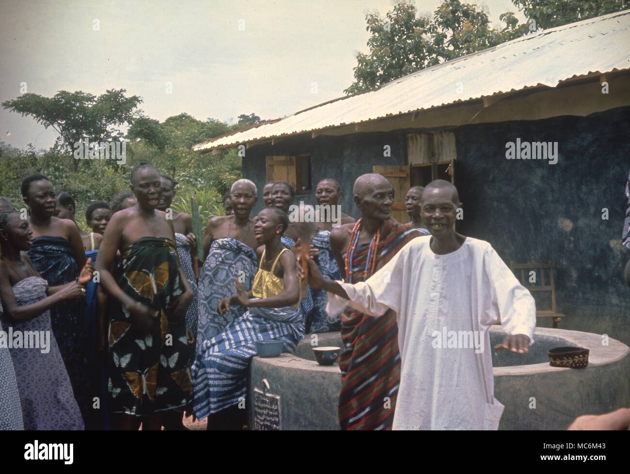 Hypnotism. African Sopono worshippers under hypnotic trance Stock Photo