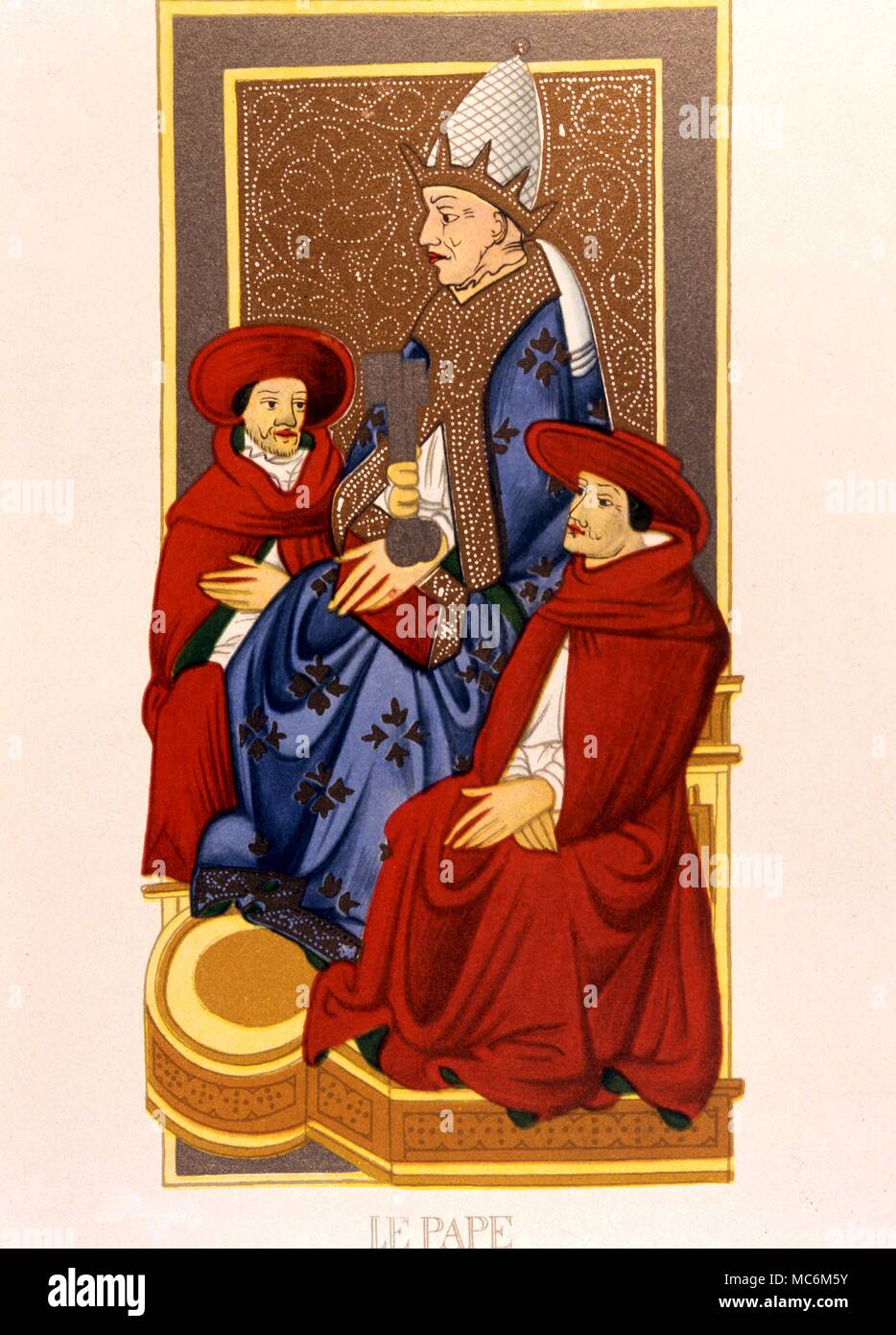 Tarot Cards - Major Arcana One of the Tarot cards painted for Charles VI of France cica 1392 The Pope Card From C P Hargraves A History of Playing Cards 1930 edition Stock Photo