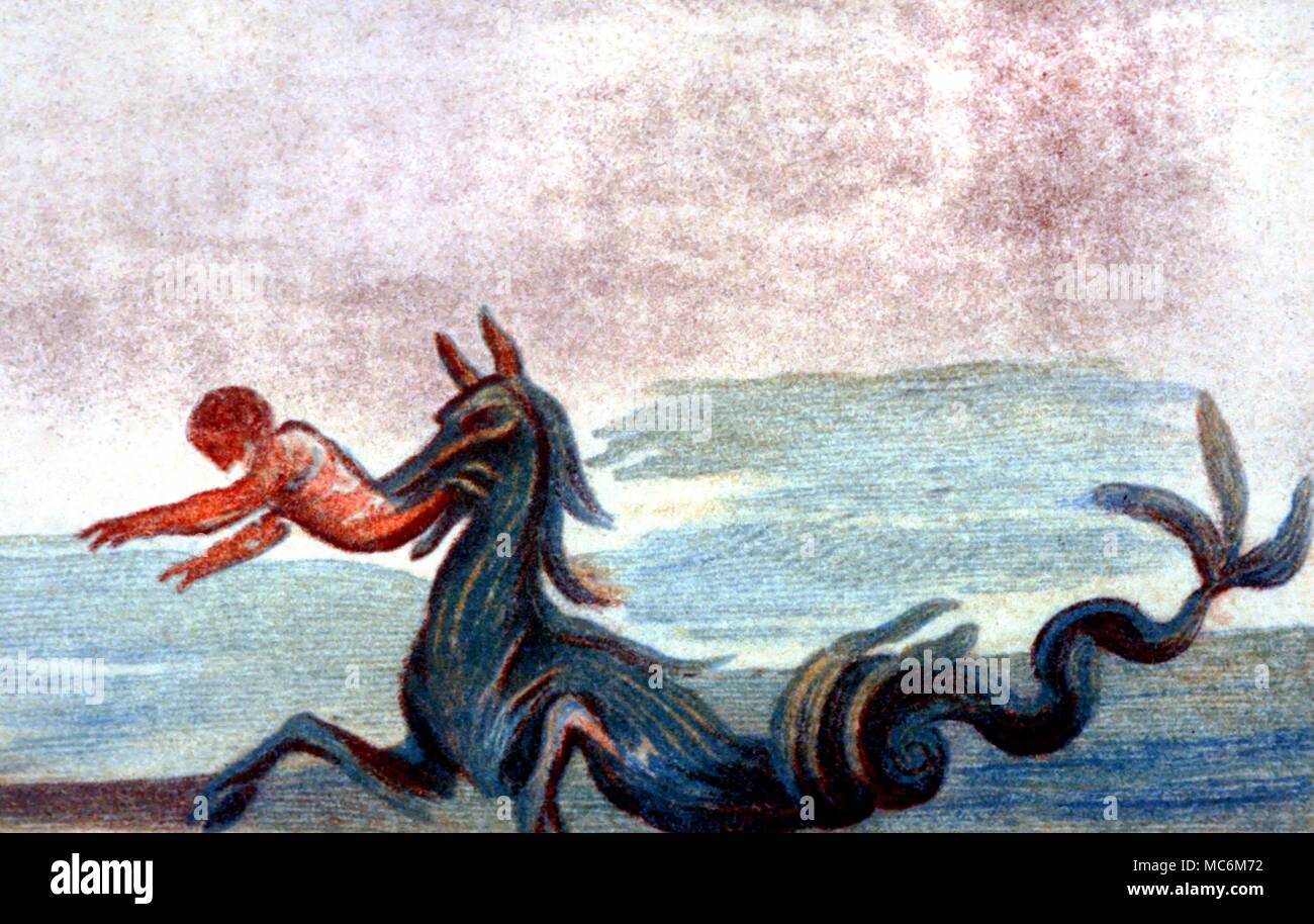 Monsters - Seamonsters. Early portrayal (3rd century AD) of the seamonster which swallowed Jonah in the Gospel stories. From the St. Callixtus catacombs, Rome. Lithographic plate from J.S. Northcote and W.R. Brownlow, Roma Sotterranea, 1879. Stock Photo