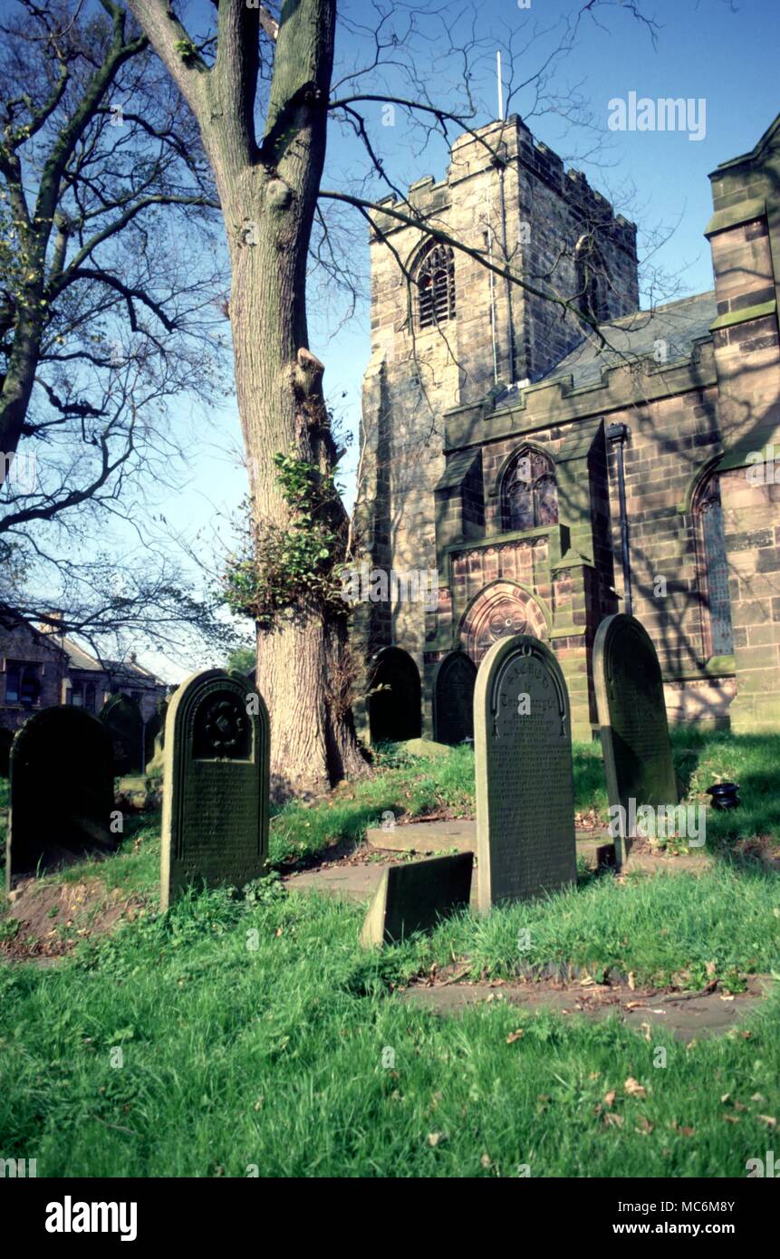 Myths - Walton-Le-Dale, Lancashire. The church of Walton Le Dale which was once the site of a famous spirit-raising, in the 17th century. Stock Photo