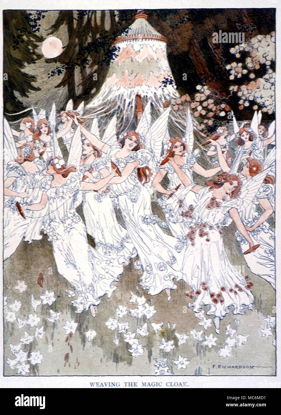 FAIRY TALES - Illustration by F Richardson to Weaving The Magic Cloak, c. 1907 Stock Photo