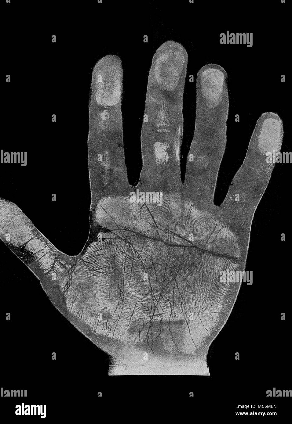 PALMISTRY FAMOUS HAND PRINTS The print (made on smoked paper) in 1894