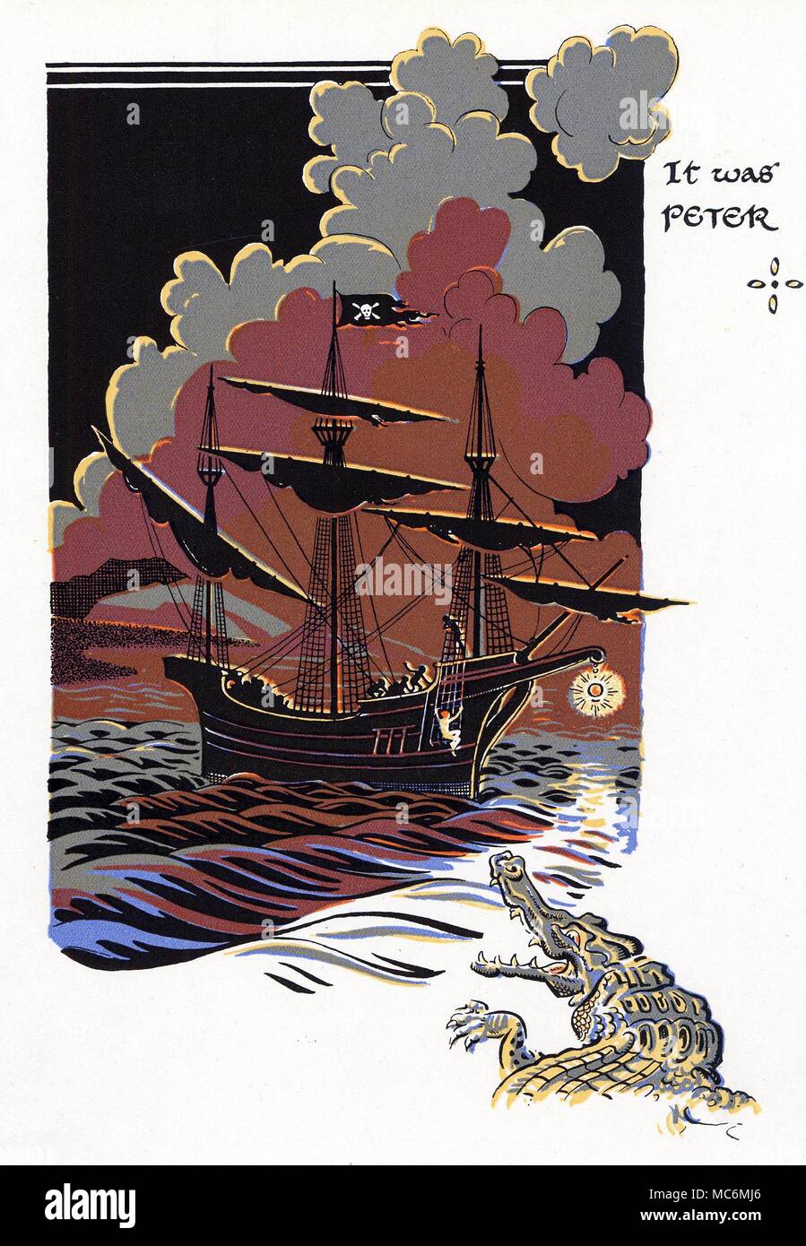 Fairy Tales Peter Pan Illustration By Gwynedd M Hudson For J M Barrie S Peter Pan And Wendy No Date But Circa 1930 It Was Peter Peter Pan Lures The Ticking Crocodile To