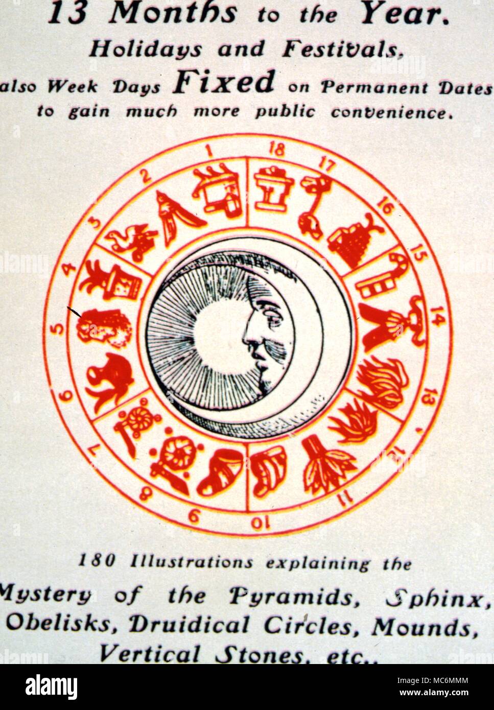 Aztec lunar calendar, after the diagram provided by Moses Cotsworth in