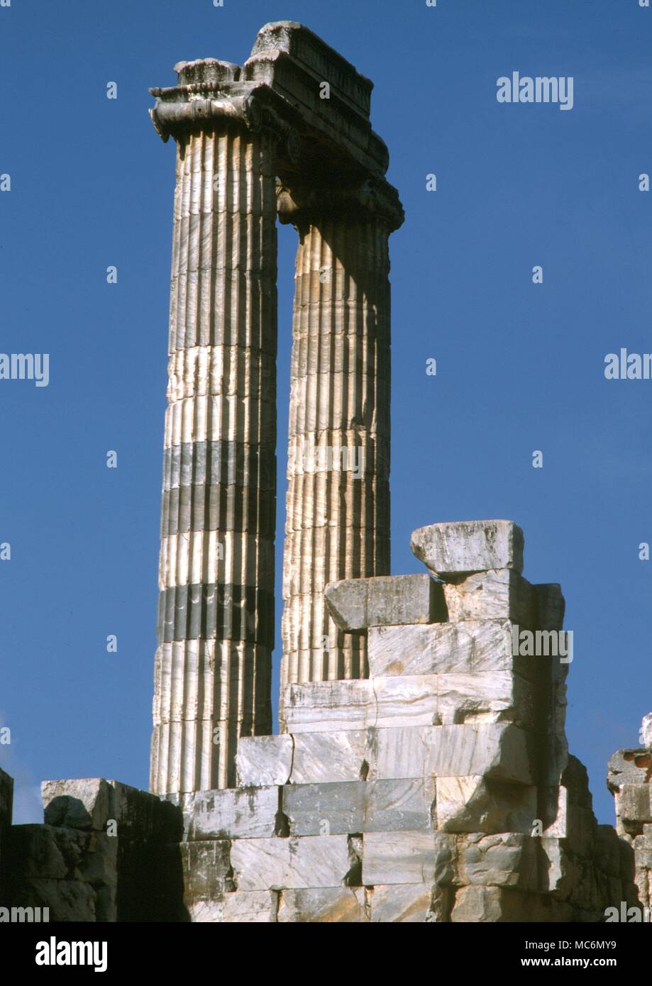 Remains of the Temple at Didyma, once one of the greatest of the oracle centres. Stock Photo