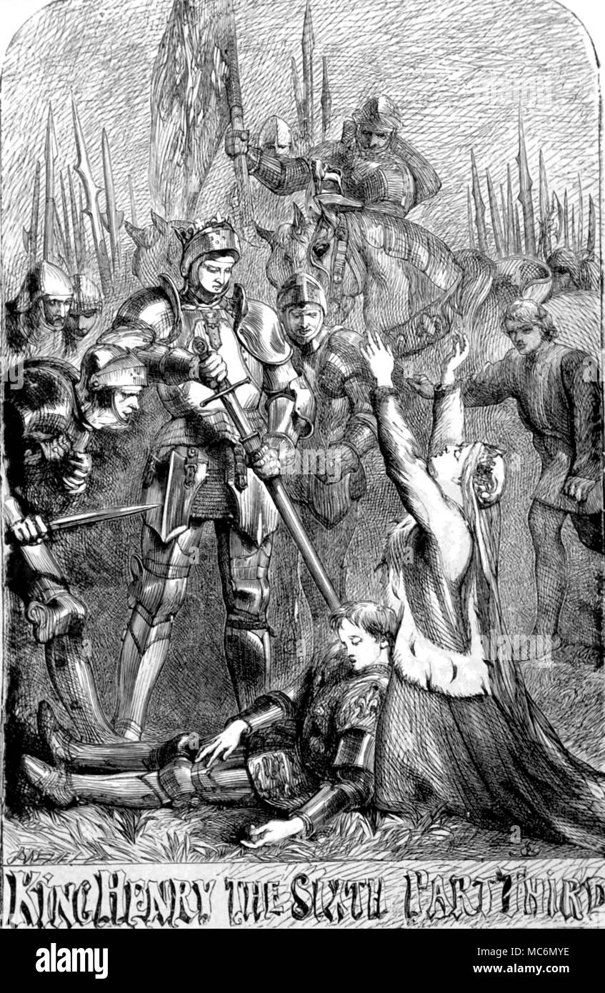 Shakespeare Henry Sixth part II woodcut and lithograph from The Library Shakespeare illustration by John Gilbert Geo Cruikshank and R Dudley 1885 Stock Photo